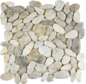 White Sliced Polished Pebble Interlocking Mosaic | Qualis Ceramica | Luxury Tile and Vinyl at affordable prices