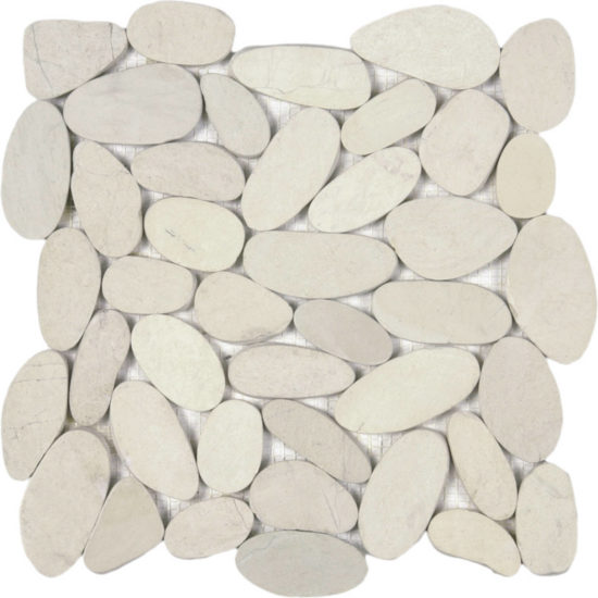 White Xl Sliced Matte Pebble Interlocking Mosaic