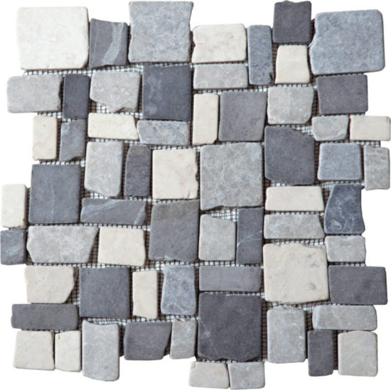 White/L.grey/D.grey Cubic Marble Opus Interlocking Mosaic