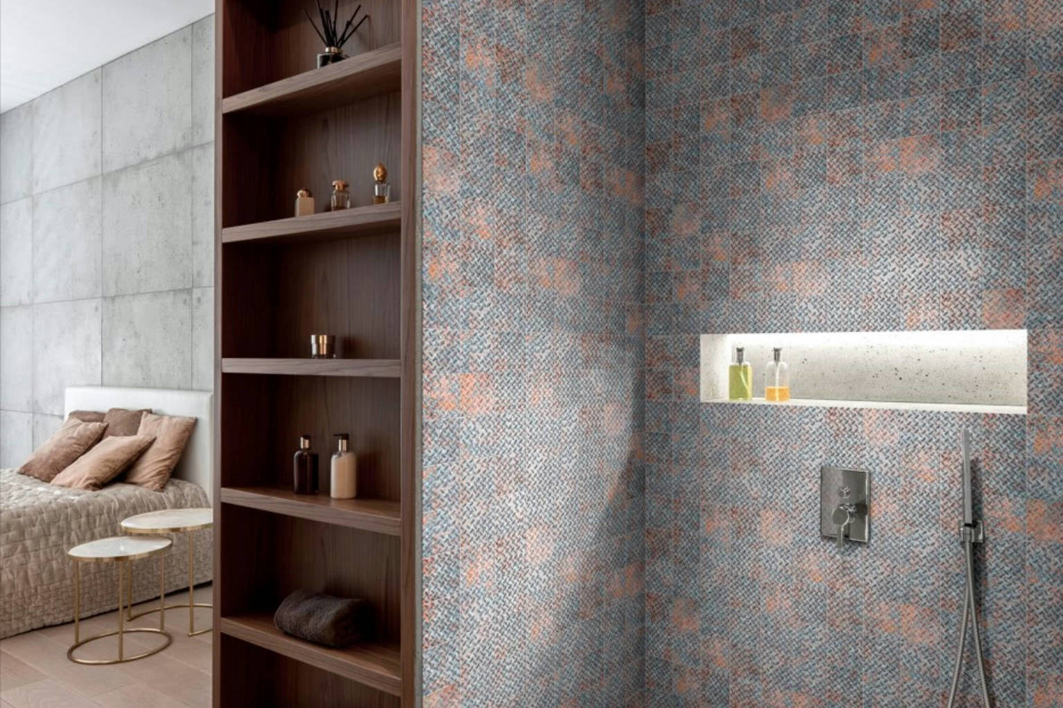 4x4 Rust Industrial Relief Pattern Glazed Ceramic Mosaic | Qualis Ceramica | Luxury Tile and Vinyl at affordable prices