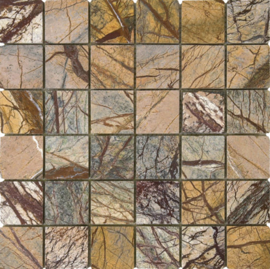 Forest Brown Polished Marble Mosaic 2"x2"