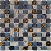 Grey/Blue Glass Mix Marble Mosaic 1 | Qualis Ceramica | Luxury Tile and Vinyl at affordable prices