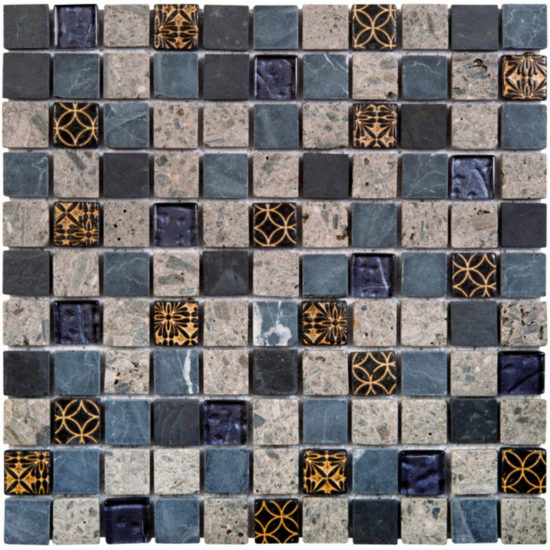 Grey/Blue Glass Mix Marble Mosaic 1