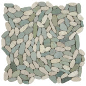 Mix White/Green Sliced Matte Pebble Interlocking Mosaic | Qualis Ceramica | Luxury Tile and Vinyl at affordable prices