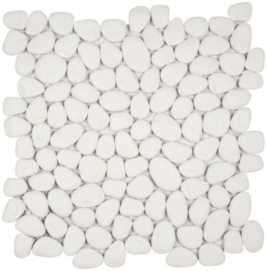 White Reconstituted Pebble Interlocking Mosaic