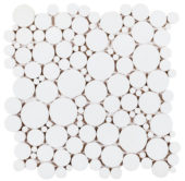 White Reconstituted Round Interlocking Mosaic | Qualis Ceramica | Luxury Tile and Vinyl at affordable prices