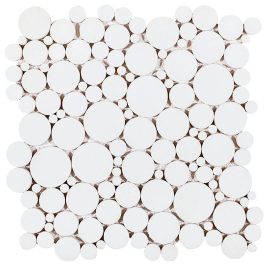 White Reconstituted Round Interlocking Mosaic