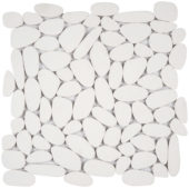 White Sliced Reconstituted Pebble Interlocking Mosaic | Qualis Ceramica | Luxury Tile and Vinyl at affordable prices