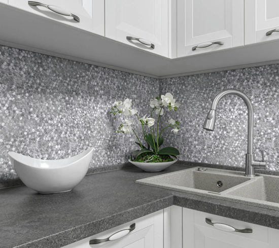 Medium Hexagon Silver Aluminum Mosaic | Qualis Ceramica | Luxury Tile and Vinyl at affordable prices