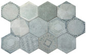 Alma 5.5X6.3” Grey Decor* Hexagon | Qualis Ceramica | Luxury Tile and Vinyl at affordable prices