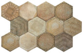 Alma 5.5X6.3” Sand Decor* Hexagon | Qualis Ceramica | Luxury Tile and Vinyl at affordable prices