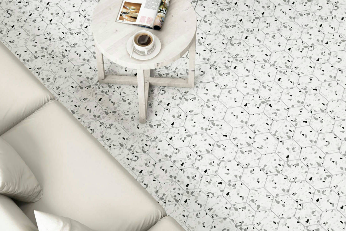 Altea 5.5X6.3” White Hexagon | Qualis Ceramica | Luxury Tile and Vinyl at affordable prices