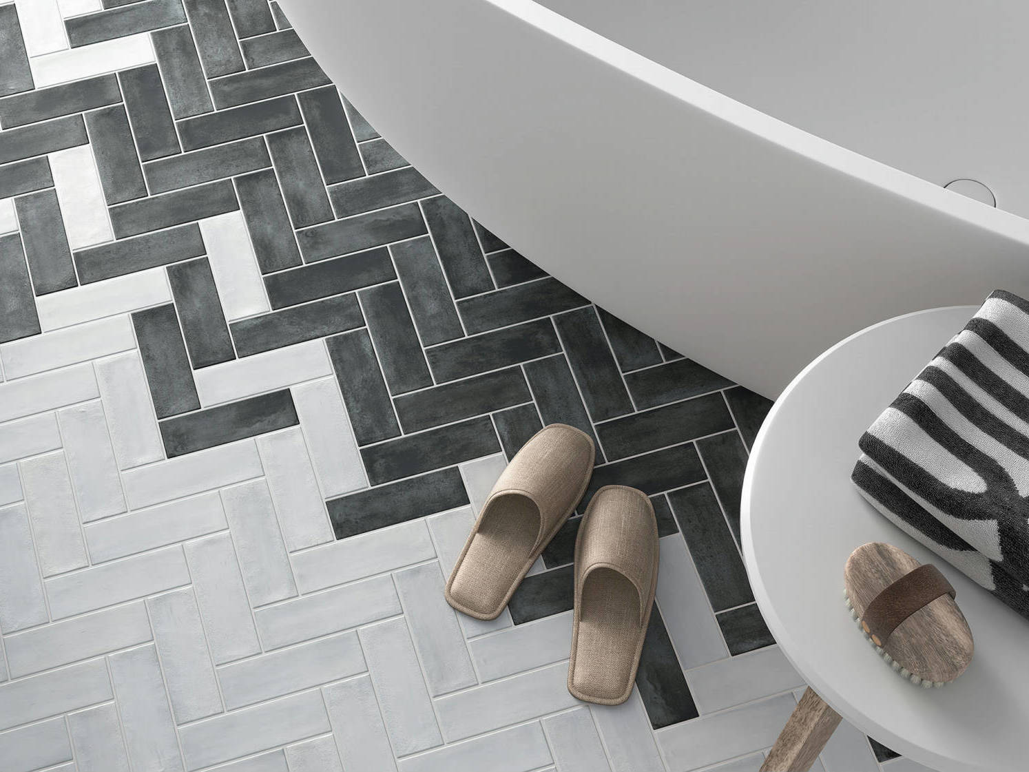Lisbon 2X6 Pearl and Graphite | Qualis Ceramica | Luxury Tile and Vinyl at affordable prices