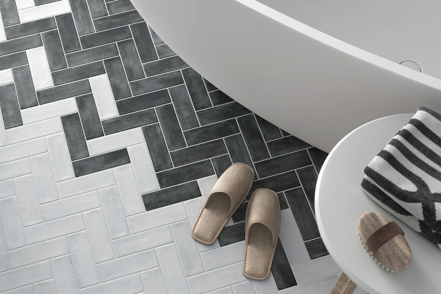 Lisbon 2X6 Pearl and Graphite | Qualis Ceramica | Luxury Tile and Vinyl at affordable prices