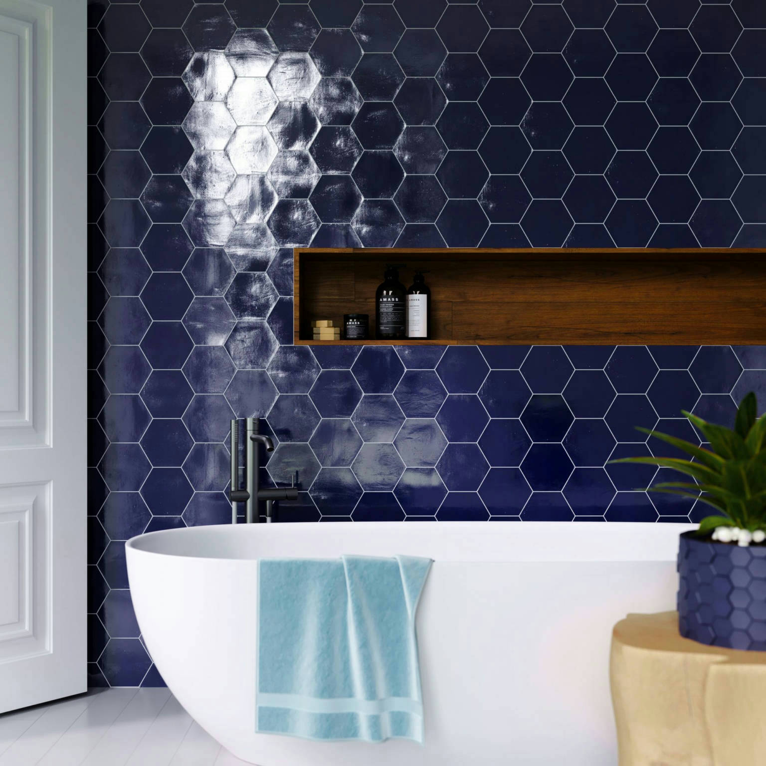 Ronda 5.5X6.3” Cobalt Hexagon | Qualis Ceramica | Luxury Tile and Vinyl at affordable prices