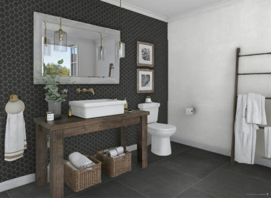 3" Hexagon Black Mosaic | Qualis Ceramica | Luxury Tile and Vinyl at affordable prices