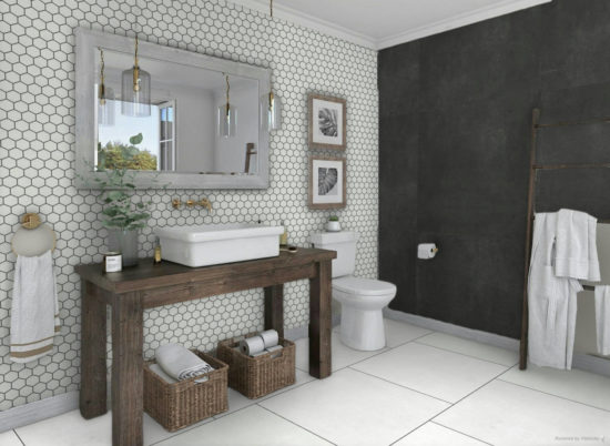 3" Hexagon White Mosaic | Qualis Ceramica | Luxury Tile and Vinyl at affordable prices