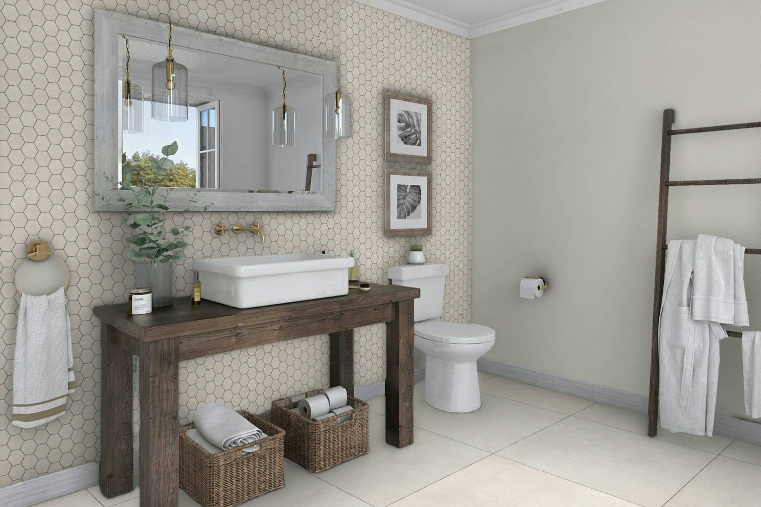 Ashland Cream 30X30 and 3x3 Mosaic | Qualis Ceramica | Luxury Tile and Vinyl at affordable prices