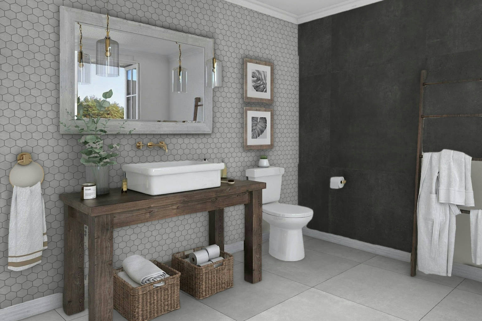 Ashland Grey 36x36 and 3x3 Mosaic | Qualis Ceramica | Luxury Tile and Vinyl at affordable prices