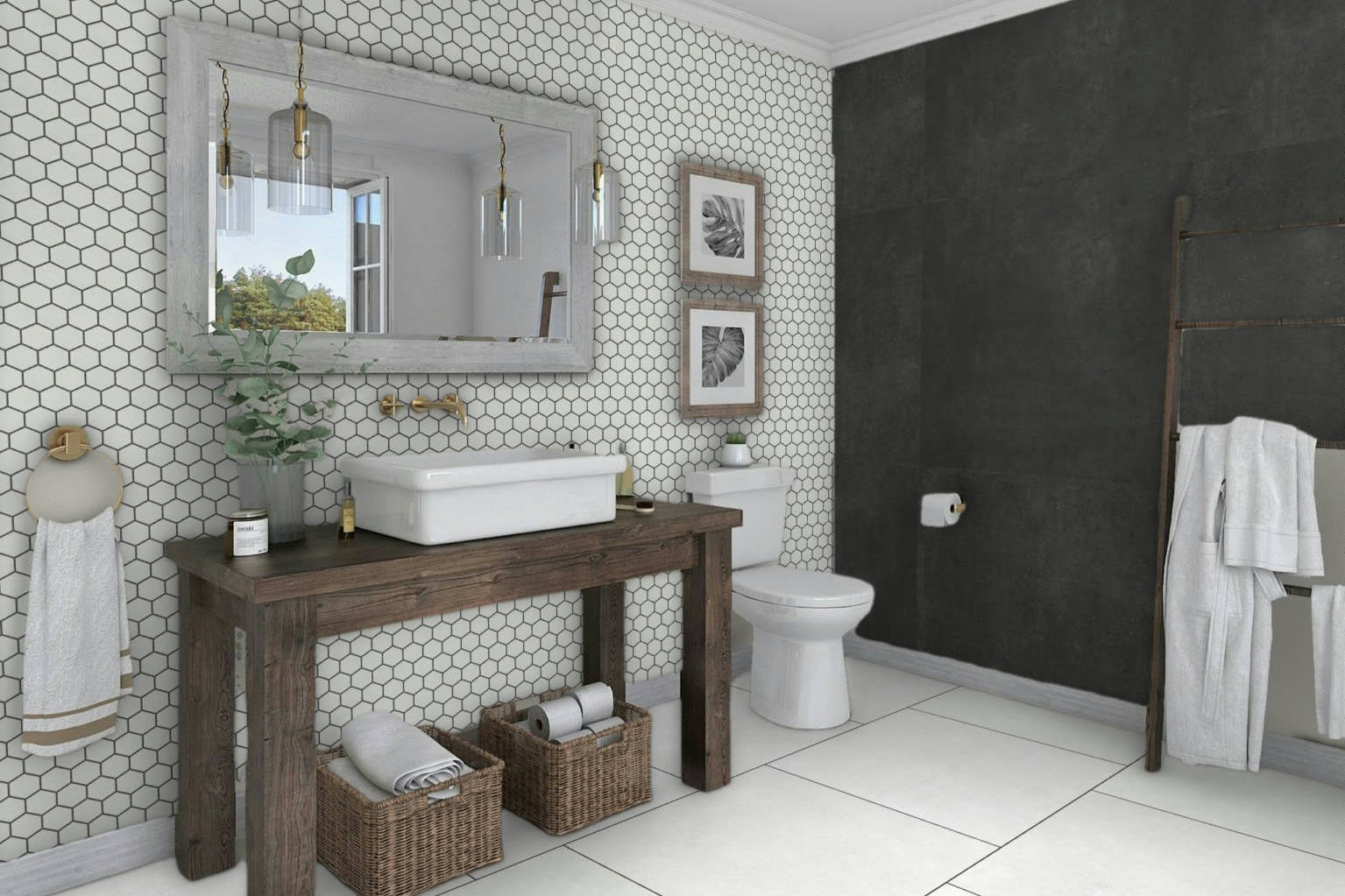 Ashland White 36x36, 3x3 Mosaic, and 48x48 Black | Qualis Ceramica | Luxury Tile and Vinyl at affordable prices