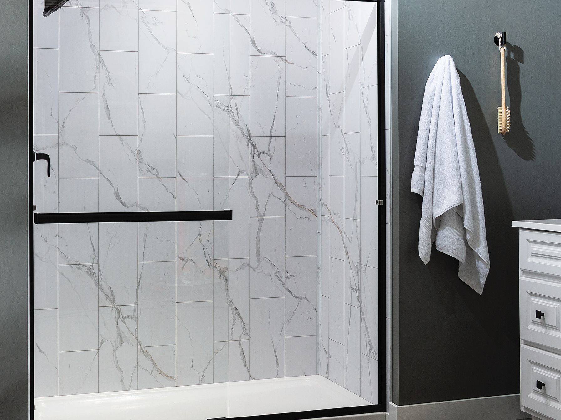 Carrara Marble Shower Wall Kit 30x60x78 | Qualis Ceramica | Luxury Tile and Vinyl at affordable prices