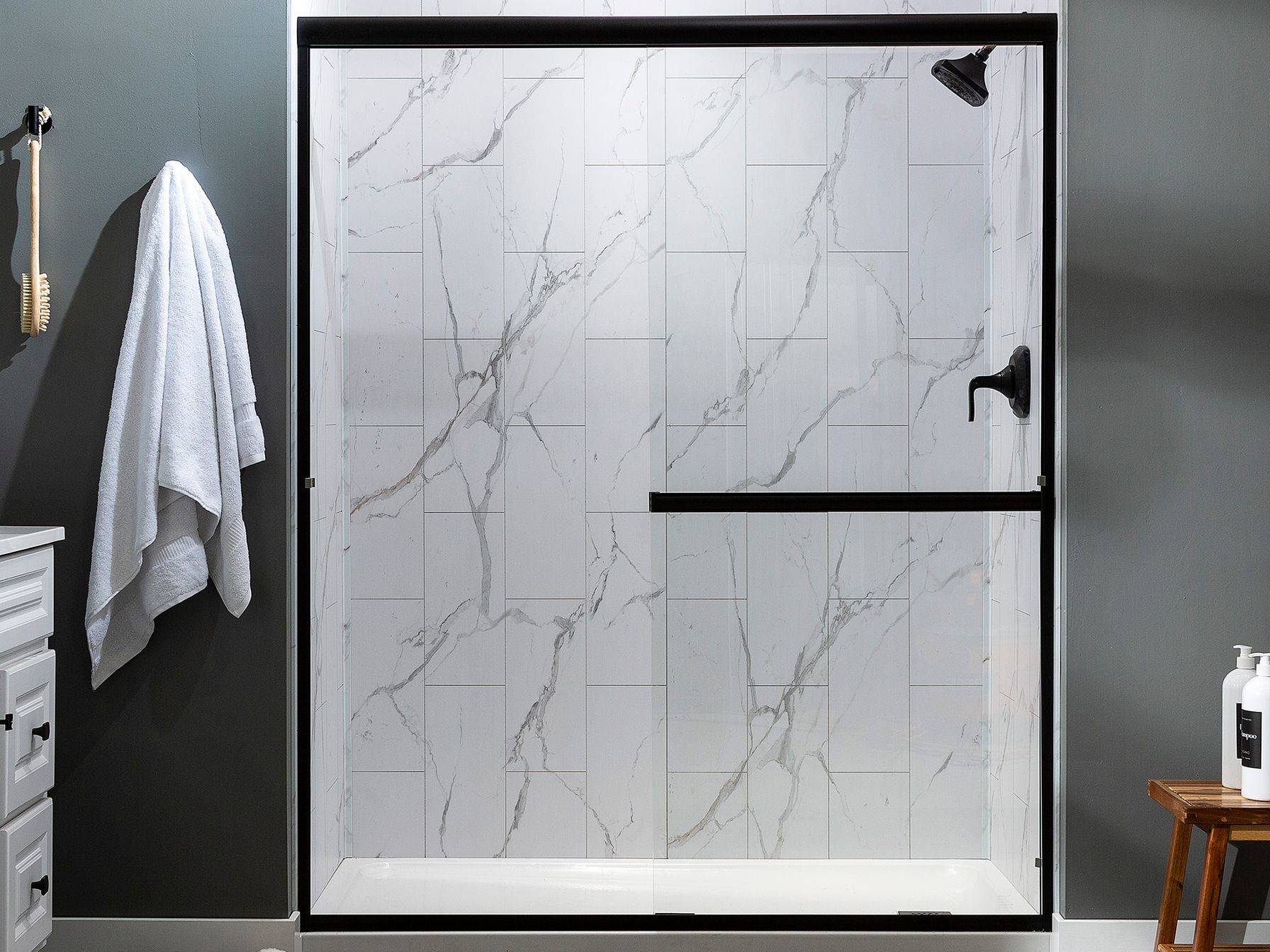 Carrara Marble Shower Wall Kit 32x60x78 | Qualis Ceramica | Luxury Tile and Vinyl at affordable prices