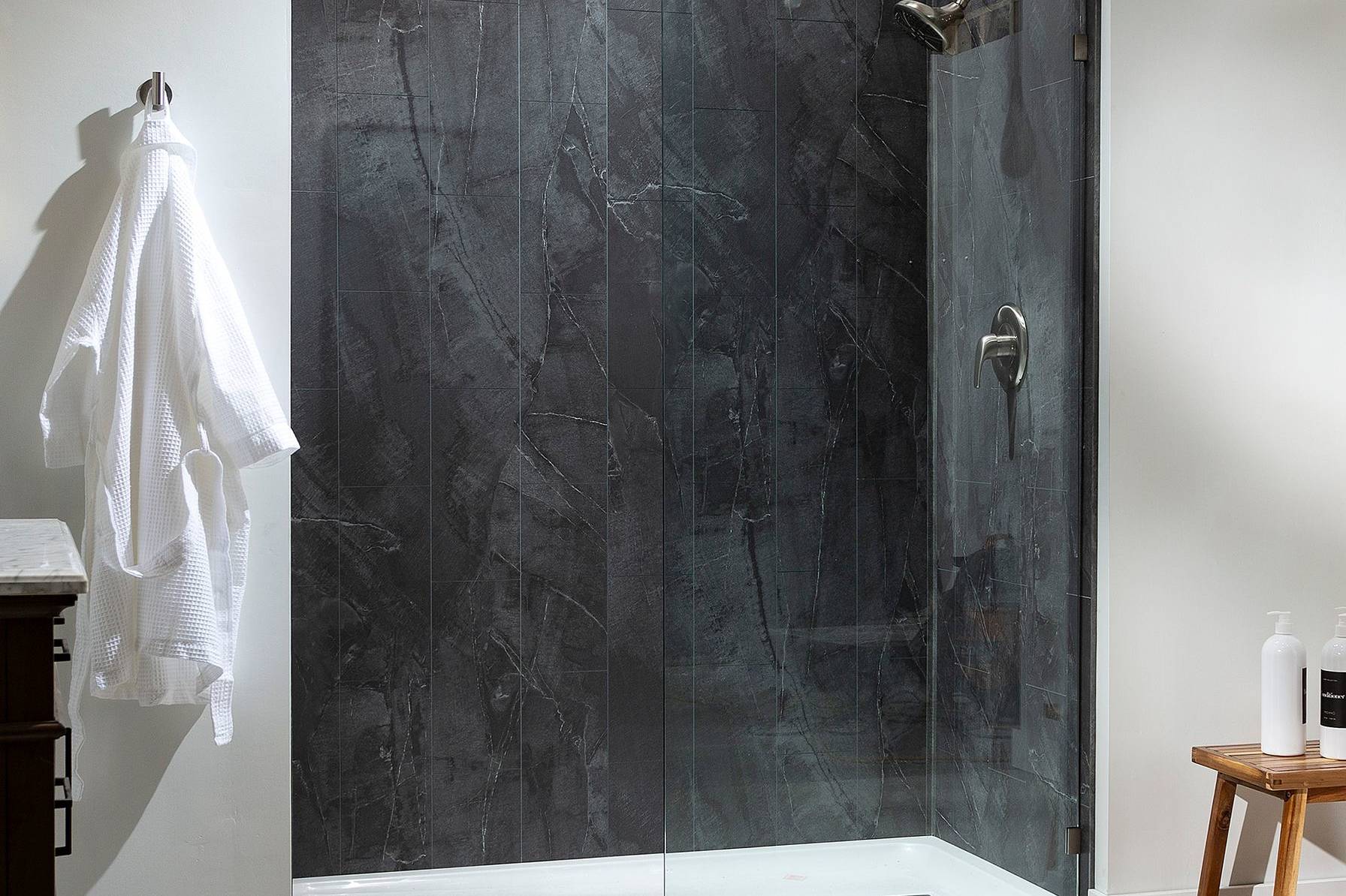 Cracked Slate Shower Wall Kit 30x60x78 | Qualis Ceramica | Luxury Tile and Vinyl at affordable prices