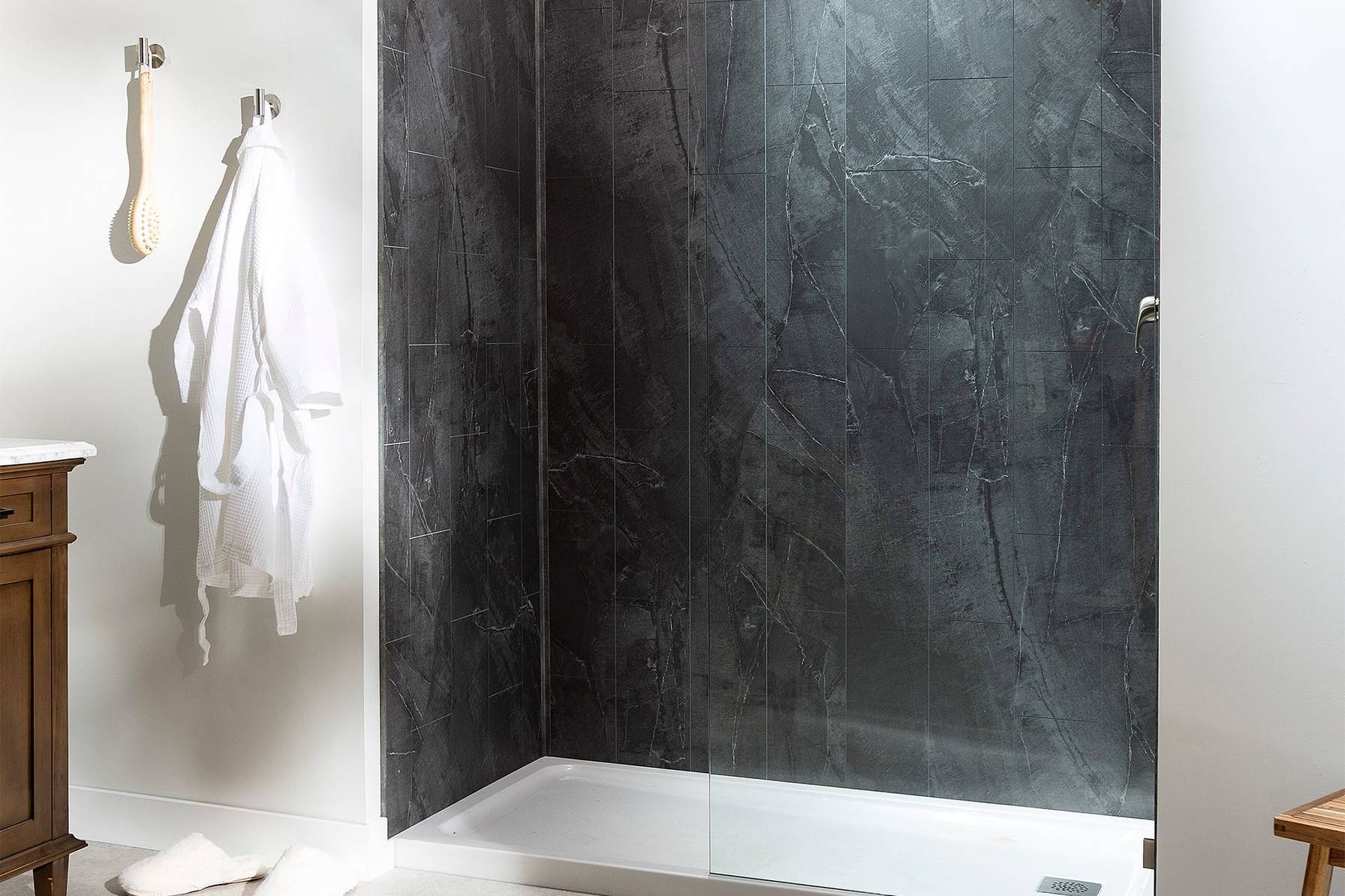 Cracked Slate Shower Wall Kit 36x36x78 | Qualis Ceramica | Luxury Tile and Vinyl at affordable prices