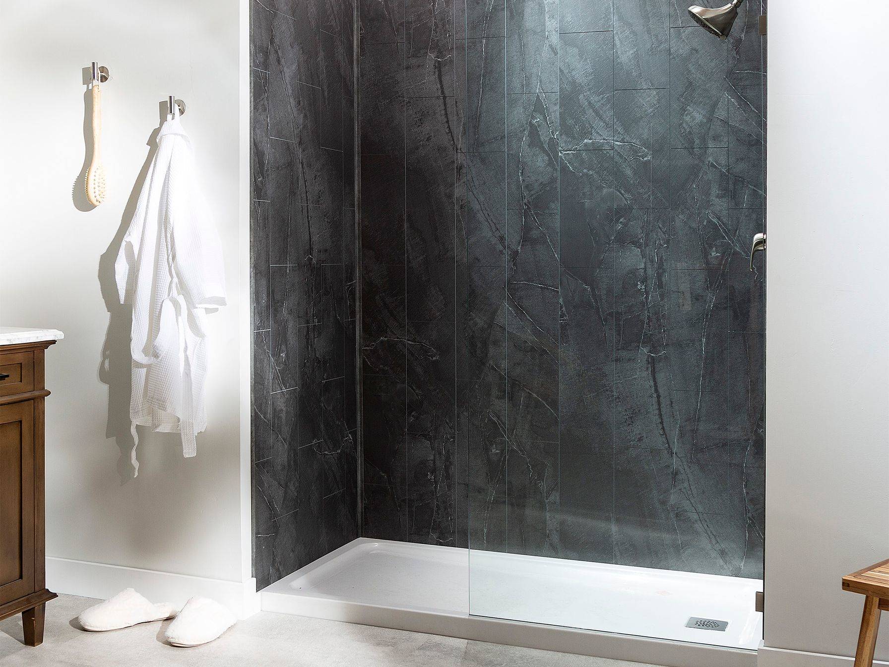 Cracked Slate Shower Wall Kit 36x36x78 | Qualis Ceramica | Luxury Tile and Vinyl at affordable prices