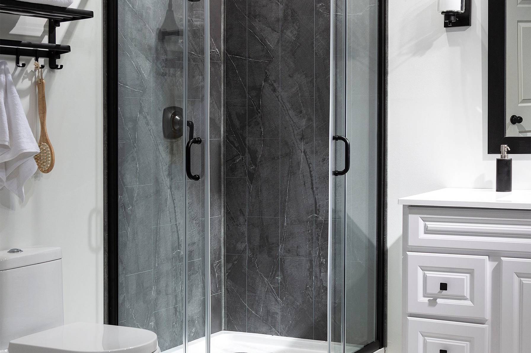 Cracked Slate Shower Wall Kit 36x60x78 | Qualis Ceramica | Luxury Tile and Vinyl at affordable prices