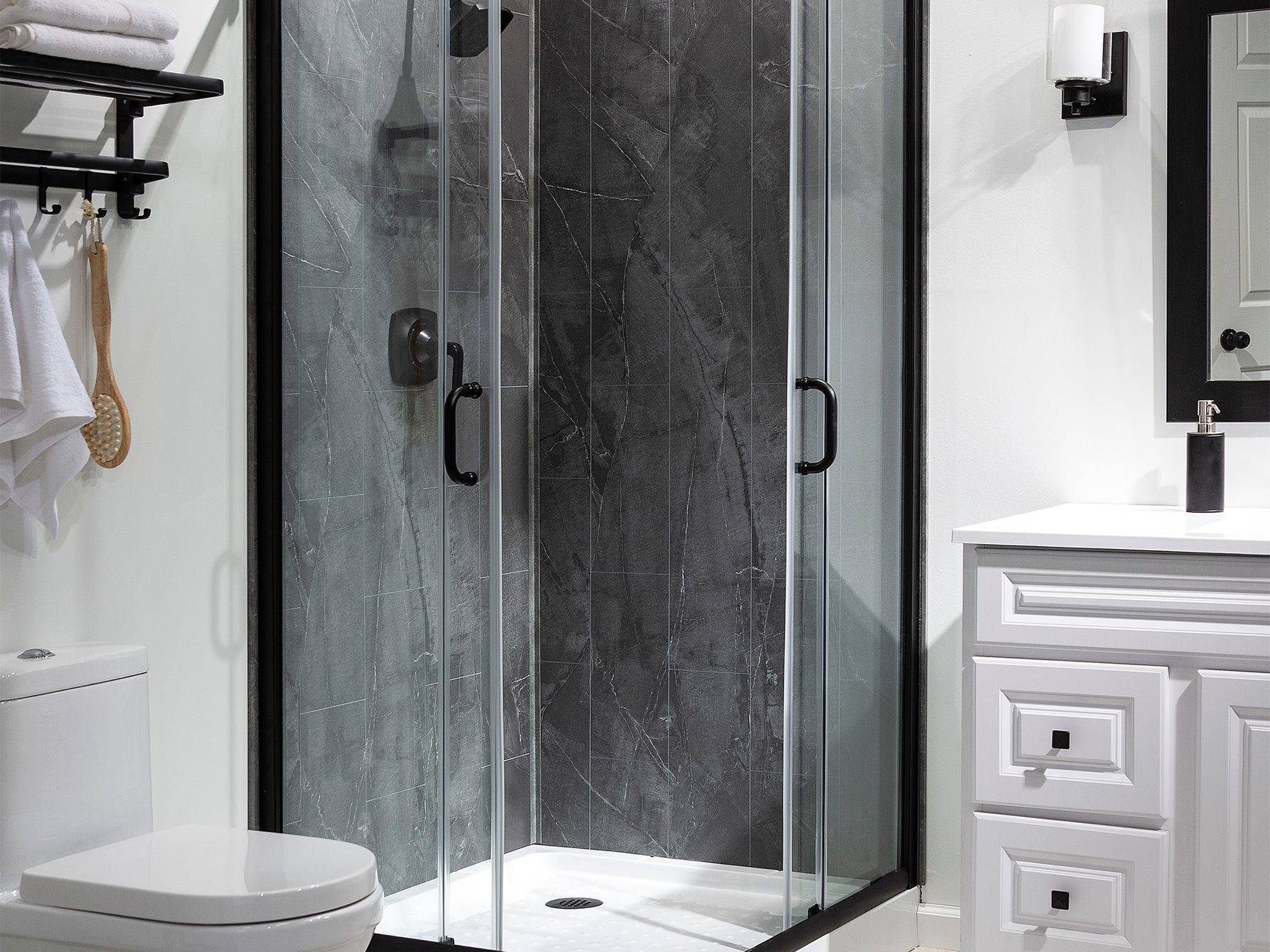 Cracked Slate Shower Wall Kit 36x60x78 | Qualis Ceramica | Luxury Tile and Vinyl at affordable prices