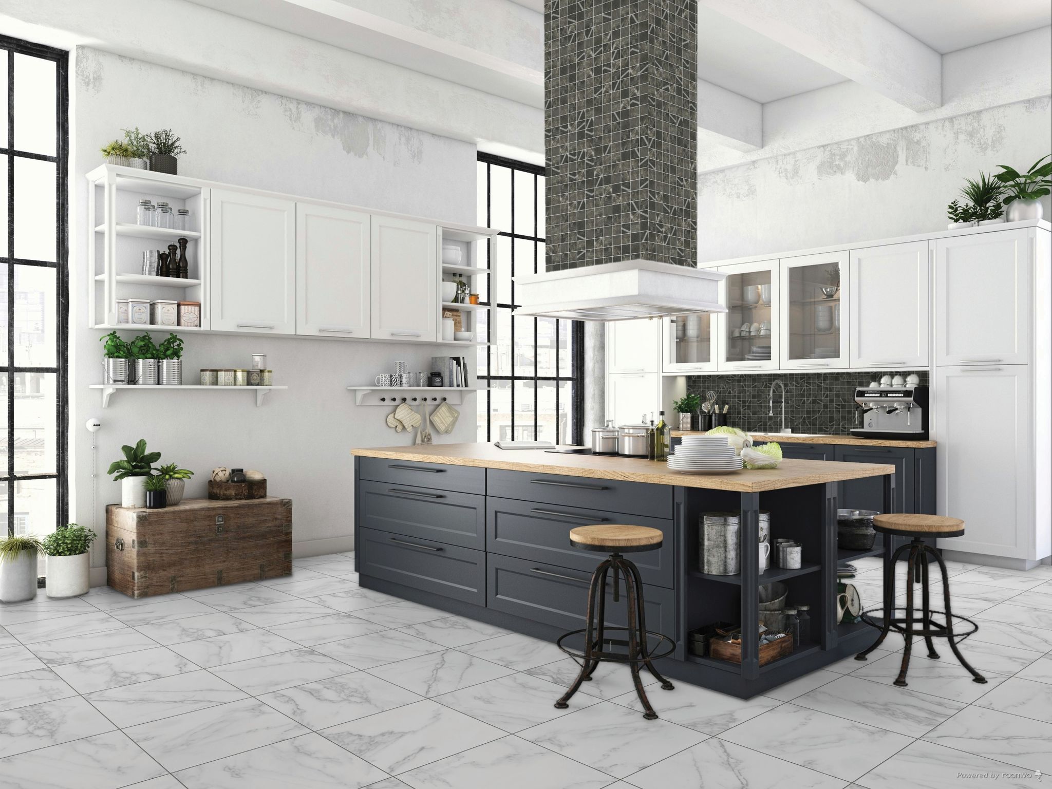 Florence Bianco and Carbon | Qualis Ceramica | Luxury Tile and Vinyl at affordable prices