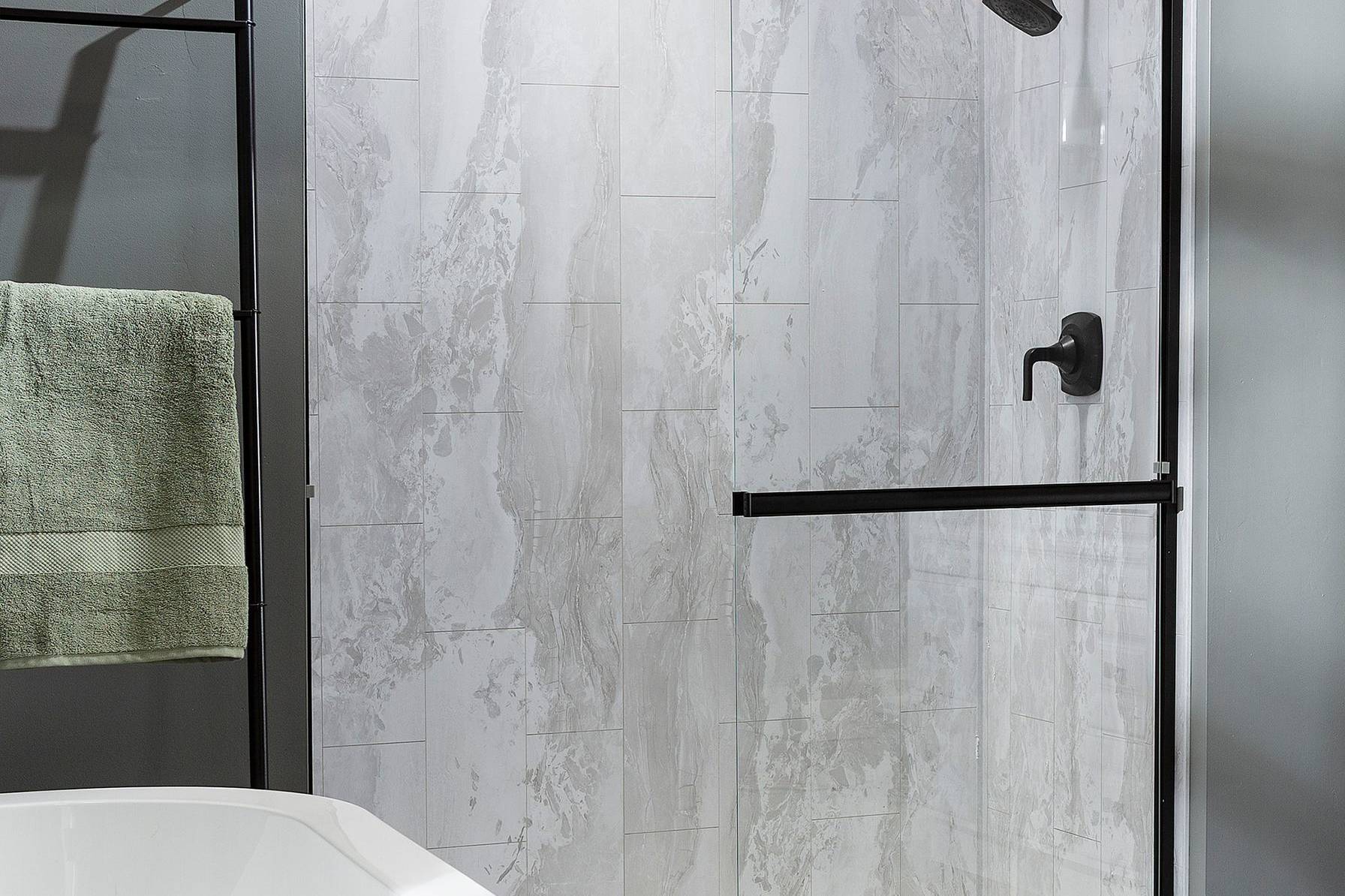 Iced Pewter Shower Wall Kit 30x60x78 | Qualis Ceramica | Luxury Tile and Vinyl at affordable prices