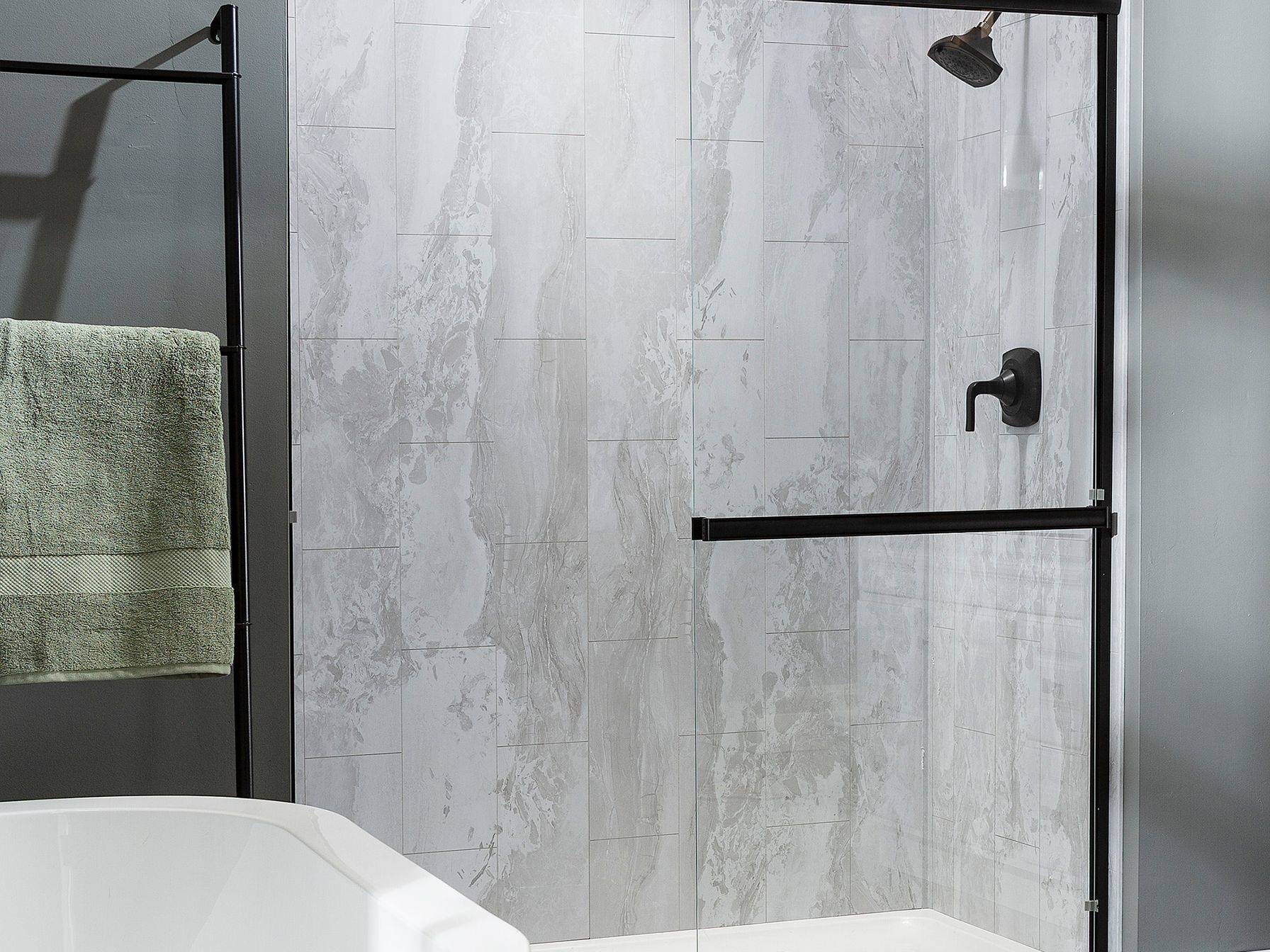 Iced Pewter Shower Wall Kit 30x60x78 | Qualis Ceramica | Luxury Tile and Vinyl at affordable prices