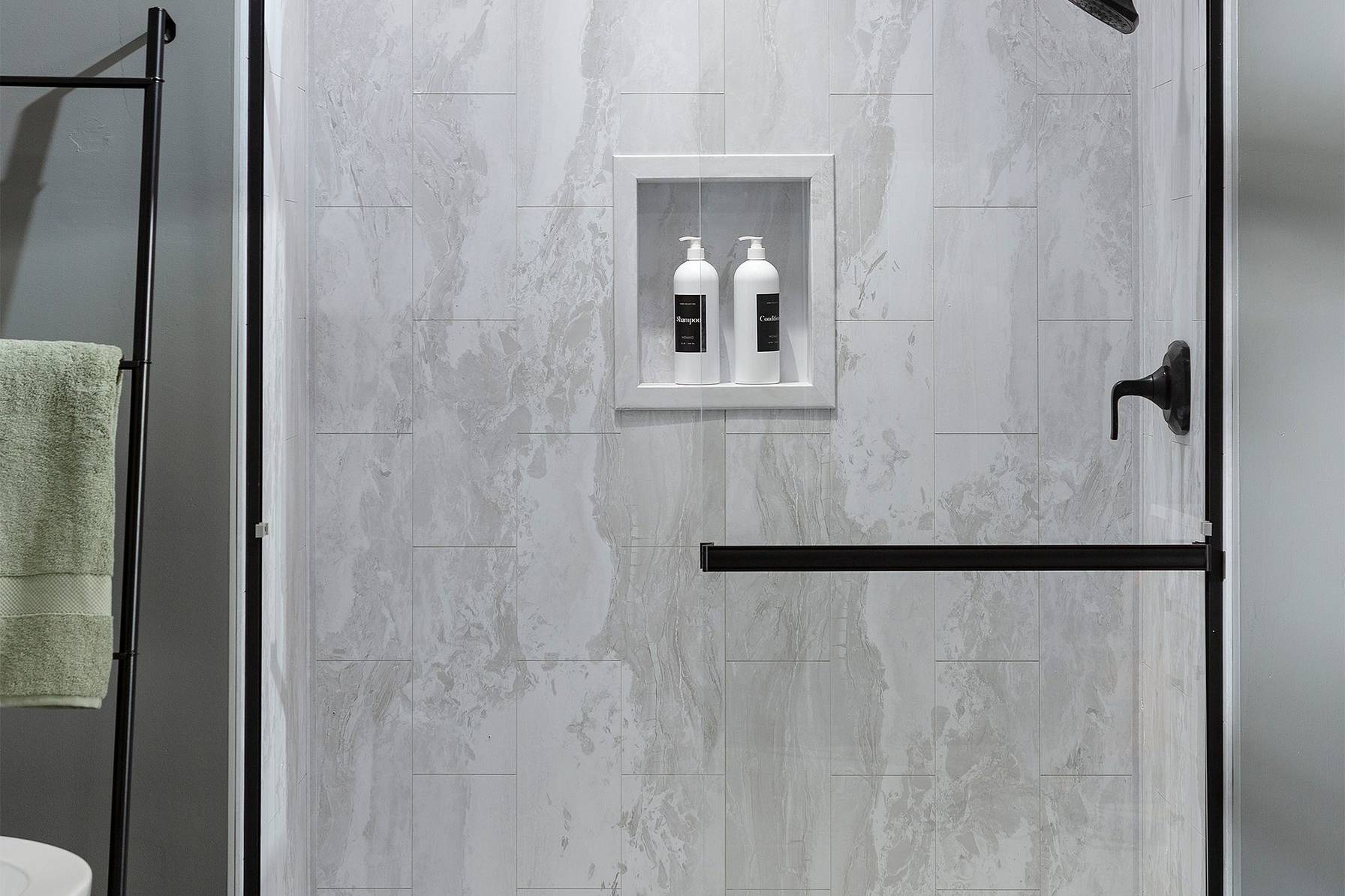 Iced Pewter Shower Wall Kit 36x36x78 | Qualis Ceramica | Luxury Tile and Vinyl at affordable prices