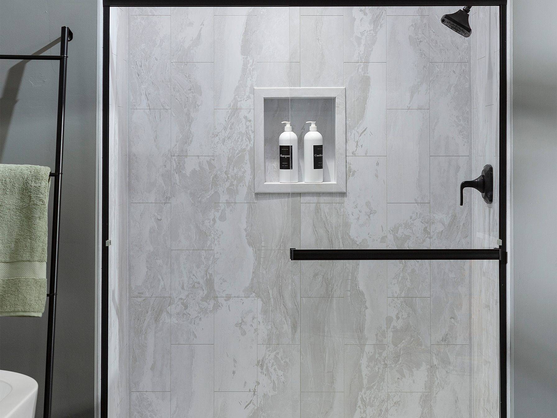 Iced Pewter Shower Wall Kit 36x36x78 | Qualis Ceramica | Luxury Tile and Vinyl at affordable prices