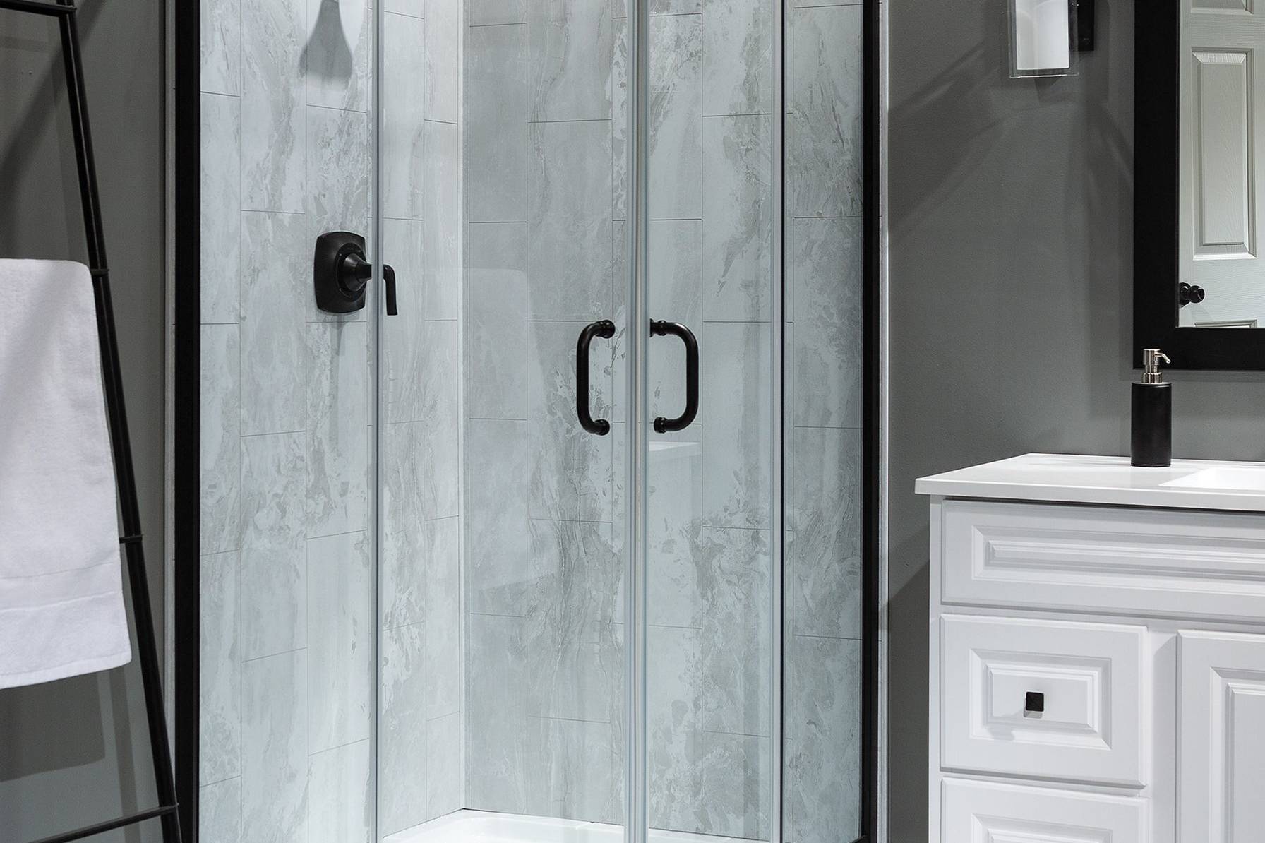 Iced Pewter Shower Wall Kit 36x60x78 | Qualis Ceramica | Luxury Tile and Vinyl at affordable prices