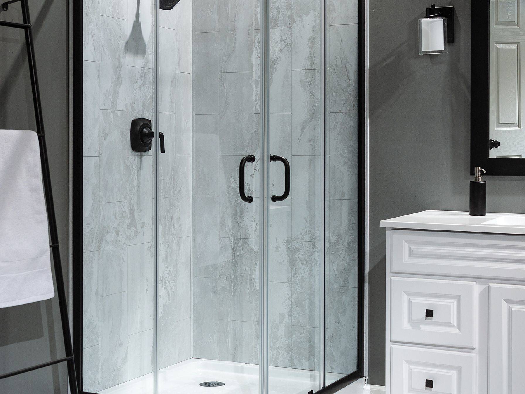 Iced Pewter Shower Wall Kit 36x60x78 | Qualis Ceramica | Luxury Tile and Vinyl at affordable prices