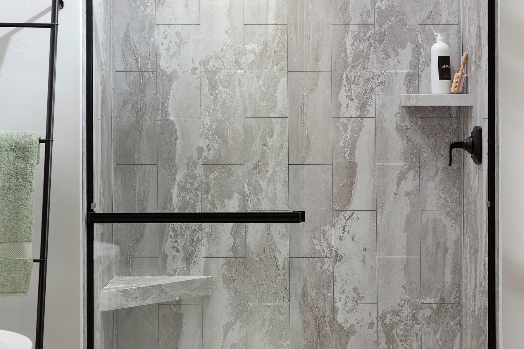 Smoky Sky Shower Wall Kit 32x60x78 | Qualis Ceramica | Luxury Tile and Vinyl at affordable prices