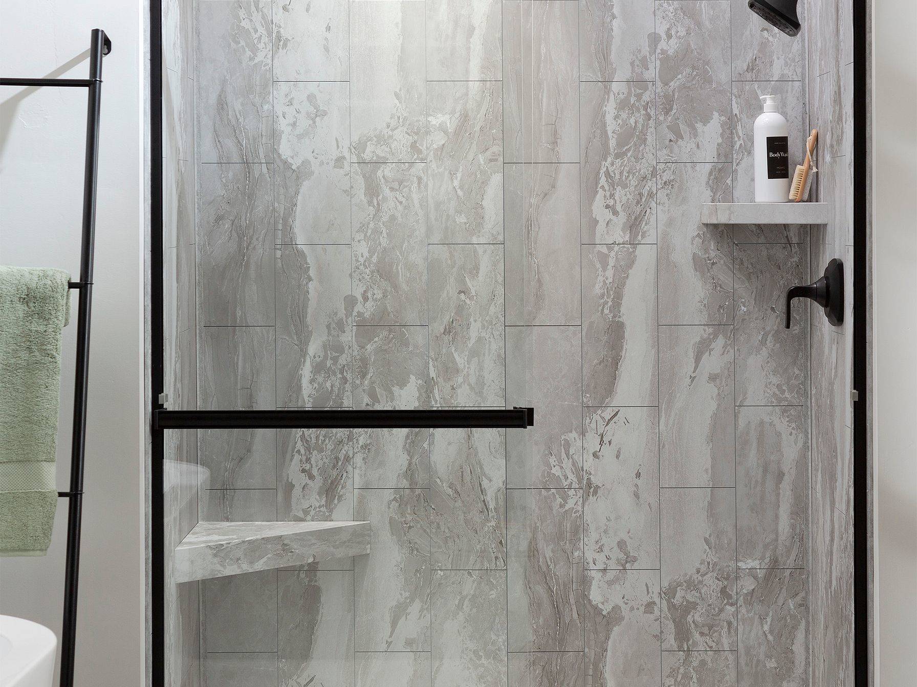 Smoky Sky Shower Wall Kit 32x60x78 | Qualis Ceramica | Luxury Tile and Vinyl at affordable prices