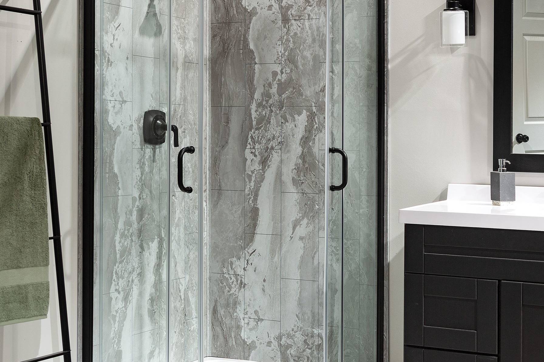 Smoky Sky Shower Wall Kit 36x60x78 | Qualis Ceramica | Luxury Tile and Vinyl at affordable prices