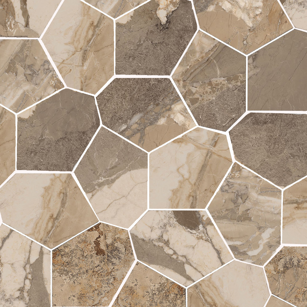Dynasty Taupe Polished/Matte 11X12 Eggs Mosaic | Qualis Ceramica | Luxury Tile and Vinyl at affordable prices
