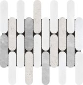 2"x6" Elongated Round White Grey Beige Marble Mix | Qualis Ceramica | Luxury Tile and Vinyl at affordable prices
