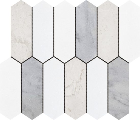 2"x6" Picket White Grey Beige Marble Mix | Qualis Ceramica | Luxury Tile and Vinyl at affordable prices