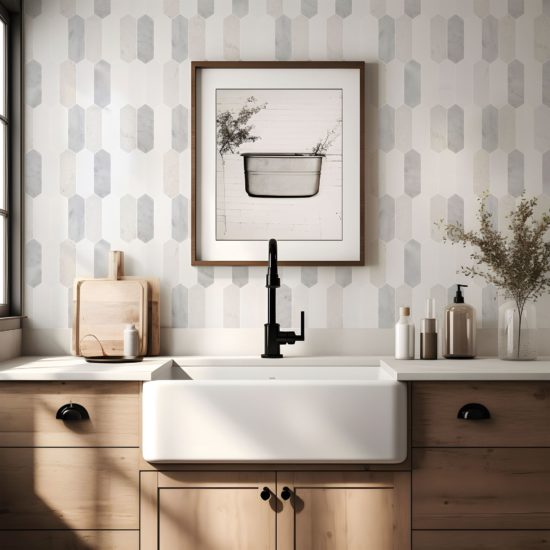 2"x6" Picket White Grey Beige Marble Mix | Qualis Ceramica | Luxury Tile and Vinyl at affordable prices
