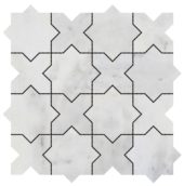3"x3" Cross & Star White Grey Marble | Qualis Ceramica | Luxury Tile and Vinyl at affordable prices