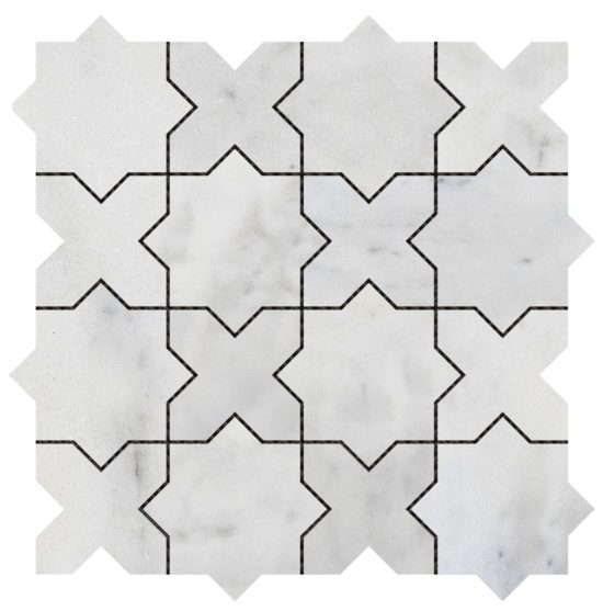 3"x3" Cross & Star White Grey Marble | Qualis Ceramica | Luxury Tile and Vinyl at affordable prices