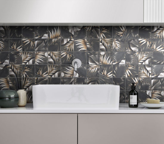 4"x4" Floral Palm Brown Beige Mosaic | Qualis Ceramica | Luxury Tile and Vinyl at affordable prices