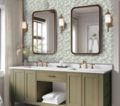 6"x6" Green Palm Leaf Printed Beige Marble | Qualis Ceramica | Luxury Tile and Vinyl at affordable prices