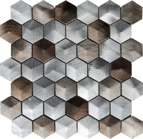 Aluminum Hexagon 19 Brown Mosaic | Qualis Ceramica | Luxury Tile and Vinyl at affordable prices